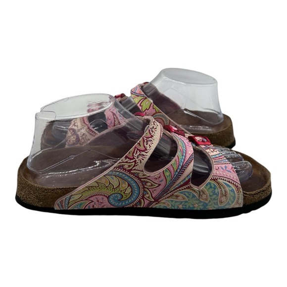 Birkenstock Papillio Florida Sandals Womens Size EU 37 US 6 Pink Paisley 3 Strap - Picture 7 of 10